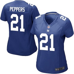 Game Women's Jabrill Peppers Royal Blue Home Jersey - #21 Football New York Giants