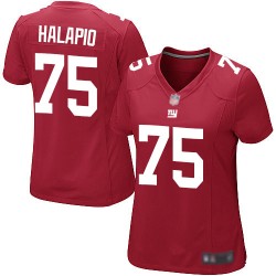Game Women's Jon Halapio Red Alternate Jersey - #75 Football New York Giants