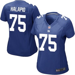 Game Women's Jon Halapio Royal Blue Home Jersey - #75 Football New York Giants