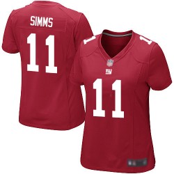 Game Women's Phil Simms Red Alternate Jersey - #11 Football New York Giants