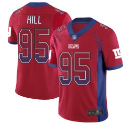 Limited Men's B.J. Hill Red Jersey - #95 Football New York Giants Rush Drift Fashion