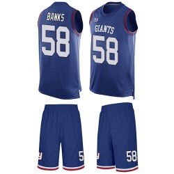 Limited Men's Carl Banks Royal Blue Jersey - #58 Football New York Giants Tank Top Suit