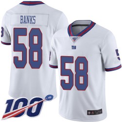 Limited Men's Carl Banks White Jersey - #58 Football New York Giants 100th Season Rush Vapor Untouchable