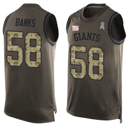Limited Men's Carl Banks Green Jersey - #58 Football New York Giants Salute to Service Tank Top