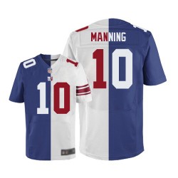 Elite Men's Eli Manning Royal/White Jersey - #10 Football New York Giants Split Fashion