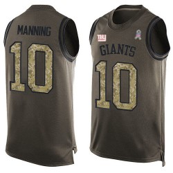 Limited Men's Eli Manning Green Jersey - #10 Football New York Giants Salute to Service Tank Top
