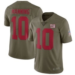 Limited Men's Eli Manning Olive Jersey - #10 Football New York Giants 2017 Salute to Service