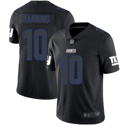 Limited Men's Eli Manning Black Jersey - #10 Football New York Giants Rush Impact