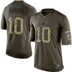 Elite Men's Eli Manning Green Jersey - #10 Football New York Giants Salute to Service