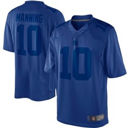 Limited Men's Eli Manning Royal Blue Jersey - #10 Football New York Giants Drenched