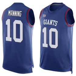 Limited Men's Eli Manning Royal Blue Jersey - #10 Football New York Giants Player Name & Number Tank Top