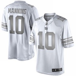 Limited Men's Eli Manning White Jersey - #10 Football New York Giants Platinum