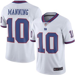 Limited Men's Eli Manning White Jersey - #10 Football New York Giants Rush Vapor Untouchable