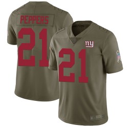 Limited Men's Jabrill Peppers Olive Jersey - #21 Football New York Giants 2017 Salute to Service