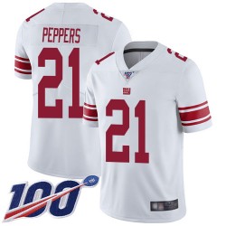 Limited Men's Jabrill Peppers White Road Jersey - #21 Football New York Giants 100th Season Vapor Untouchable