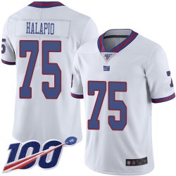 Limited Men's Jon Halapio White Jersey - #75 Football New York Giants 100th Season Rush Vapor Untouchable