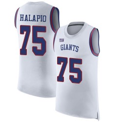 Limited Men's Jon Halapio White Jersey - #75 Football New York Giants Rush Player Name & Number Tank Top