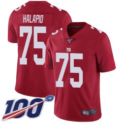 Limited Men's Jon Halapio Red Jersey - #75 Football New York Giants 100th Season Inverted Legend