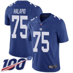 Limited Men's Jon Halapio Royal Blue Home Jersey - #75 Football New York Giants 100th Season Vapor Untouchable