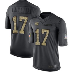 Limited Men's Kyle Lauletta Black Jersey - #17 Football New York Giants 2016 Salute to Service