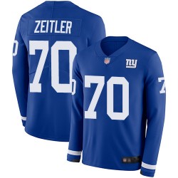 Limited Men's Kevin Zeitler Royal Blue Jersey - #70 Football New York Giants Therma Long Sleeve